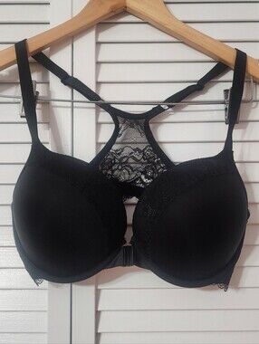 Upushall Front Closure Racerback Push Up Bra in Black - Women Intimates 36C